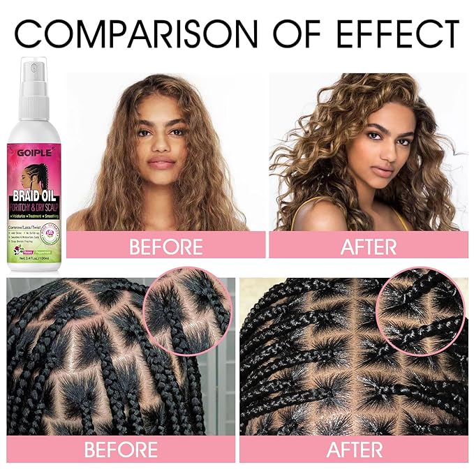 Braid Spray Rose Mint for Dreads, Dreadlocks, Locks - No-Water Braid Shampoo for Locs, Twists, Weaves - Rinse-Free Dreadlock Shampoo for Build-Up - Braid Oil for Soothes Moisturizes Dry & Itchy Scalp