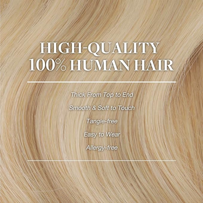 GOO GOO Clip in Hair Extensions Real Human Hair, Remy Human Hair Extensions Clip ins for Women, Natural Human Hair, 22inch 170g 7Pcs, #18A/613A Dark Blonde Highlighted Bleach Blonde