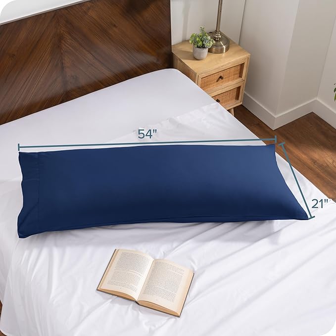 Bare Home Microfiber Body Pillow Cover - Ultra Soft & Cooling - Double Brushed - Envelope Closure - Easy Care (20''x54'' Body Pillow Cover, Dark Blue)