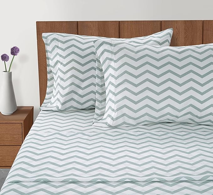 Lane Linen 100% Organic Cotton King Size Pillow Cases Set of 2 (20''x36'') Pillow Cases King Size, Organic Cotton Pillowcases, King Size Pillow Case Set, King Pillow Cases Set of 2 Chevron Cool Blue