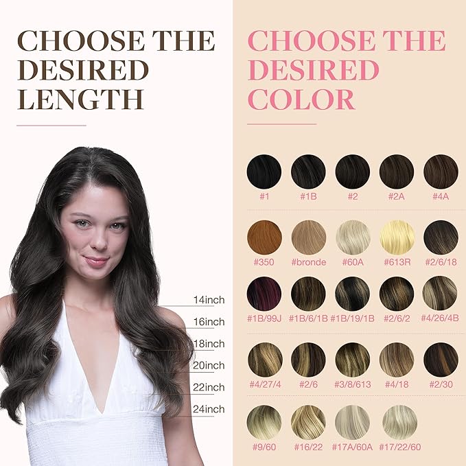 GOO GOO Tape in Hair Extensions Human Hair, 2A Light Brown, 14inch 50g 20pcs, Skin Weft Seamless Invisible, Silky Straight with Thick Ends, Remy Human Hair
