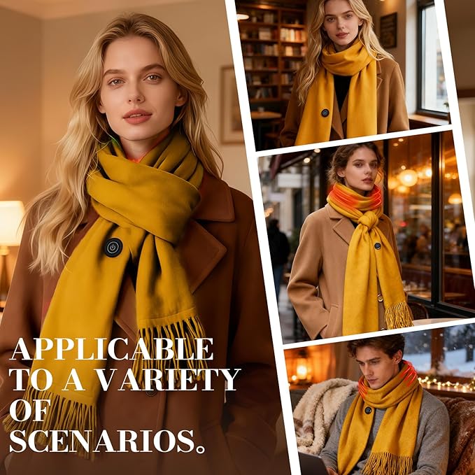 EN'DA professional Heated Scarf for Women and Men with Rechargeable Battery, Winter Electric Scarf for Cold Weather