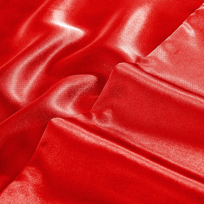 Aormenzy Satin Pillow Cases for Women Standard Size Set of 2, Red Satin Pillowcase for Hair with Envelope Closure Silky Pillow Covers Wrinkle, Fade Resistant (20x26 Inches)