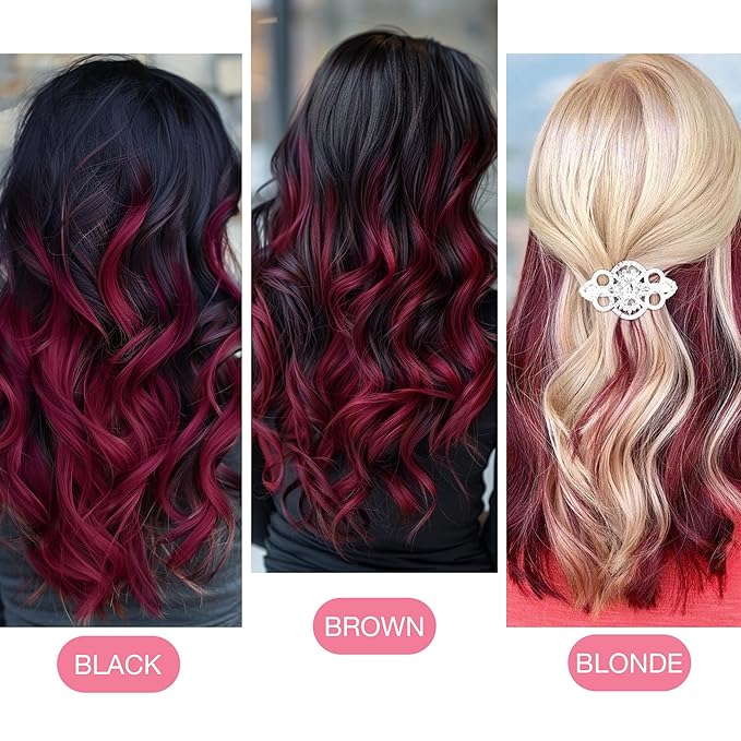 GOO GOO Tape in Hair Extensions Human Hair, Burgundy Red, 22inch 30g 10pcs, Colored Tape ins Human Hair Extensions, Silky&Soft Invisible Tape Ins, Hair Highlighted for Party