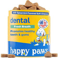 Happy Paws Dental Soft Chew, Dog Breath Freshener & Teeth Cleaning Treats, Oral Care Support for All Breeds, Sizes & Ages, Natural Spearmint Flavor, Organic & Non GMO (100 Chews)