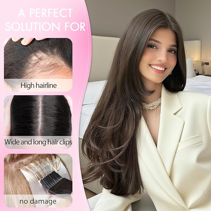 Isaic 24 Inch Synthetic Hair Topper for Women 360° Clip-in with Adjustable Band, Layered Hairpiece for Thinning Hair Adds Volume & Natural Coverage(Balayage Dark Brown to Chestnut)