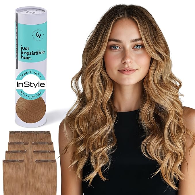 Irresistible Me Real Human Hair Extensions Clip Ins – 100% Human Hair Clip In Extensions for Length & Volume – Invisible Extension – Heat Resistant & Dyeable – Strawberry Blonde, 14 Inches