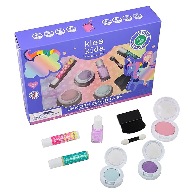 Luna Star Naturals Klee Kids Deluxe Play Makeup Kit. Gentle and Non-Toxic. Made in USA. (Unicorn Cloud Fairy)