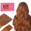 WENNALIFE Clip in Hair Extensions Real Human Hair, 16 Inch 150g 9pcs Human Hair Extensions Clip In, Dirty Ginger Hair Extensions Clip In Real Hair Coloured Remy Human Hair Extensions