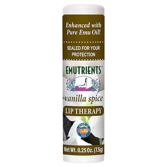 Montana Emu Ranch - Lip Therapy Lip Balm 0.25 Ounce - Vanilla Spice Flavor - Enhanced with Pure Emu Oil