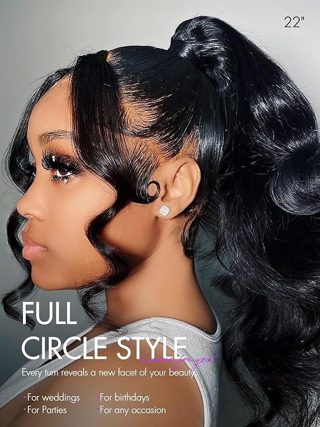 LUVME HAIR 24'' Loose Body Wave 360 Lace Frontal Wigs Human Hair Lace Glueless Human Hair Wig Pre Plucked Long Black Body Wave Wig
