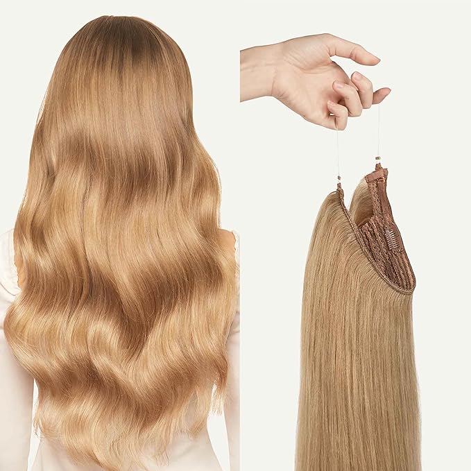 Luxy 100% Remy Human Hair – Halo Clip-In Hair Extensions –Natural Looking Volume & Length - One-Piece - Easy 5-Min Application 140 grams 16" Dirty Blonde Halo