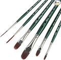 Silver Brush Limited RS-2550S Ruby Satin Short Handle Filbert Comb and Script Liner Paintbrushes with Stiff and Flexible Synthetic Bristles, 6pc Professional Artist Painting Set for Oil and Acrylic