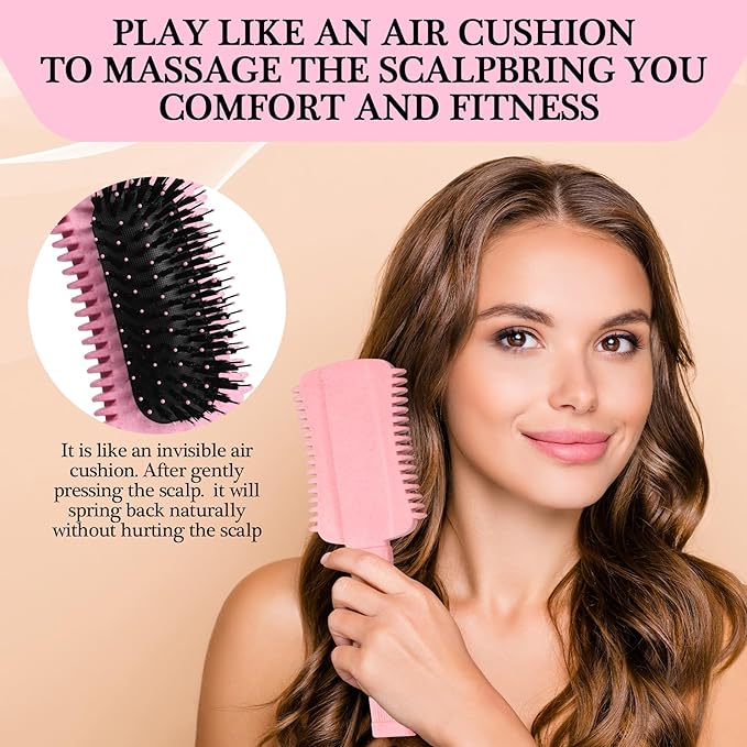 Curl Defining Brush Pink, Volume Curly Hair Brush for Effortlessly Detangling Shaping and Styling Women's Curls, Waves & Coils, Curly Hair Products, Reduce Frizz