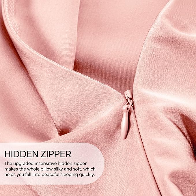 INFIIXSO Body Pillow Cover with Zipper, Luxury Mulberry Silk Body Pillow Case 20x54 Inches, Ultra Smooth and Soft Cooling Long Pillowcase, Gift for Women, Men(Rose Pink)