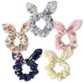 5Pcs Hair Scrunchies for Women,Bunny Ear Scrunchies Hair Ties,Cute Ponytail holder for Thick Hair,Colorful Ponytai Holder,Chiffon Hair Band,Hair Accessories for Women Girls