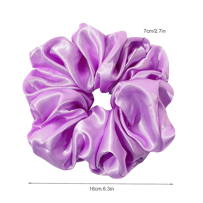 Scrunchies Hair Ties for Women - Big Silk Satin Scrunchie Exra Large Jumbo Gaint Oversized Cute Chiffon Scrunchy for Curl Thick Hair Ligas Para el Cabello De Mujer Hair Accessories Gift for Girls
