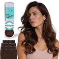 Irresistible Me Real Human Hair Extensions Clip Ins – 100% Human Hair Clip In Extensions for Length & Volume – Invisible Extension – Heat Resistant & Dyeable – Medium Brown, 24 Inches