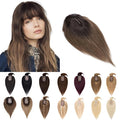 SEGO Hair Toppers for Women Real Human Hair With Bangs, 7 * 13CM Silk Base 100% Remy Human Hair Clip in Top Wiglet Hairpieces Add Volume -12 Inch Dark Brown ombre Light Brown