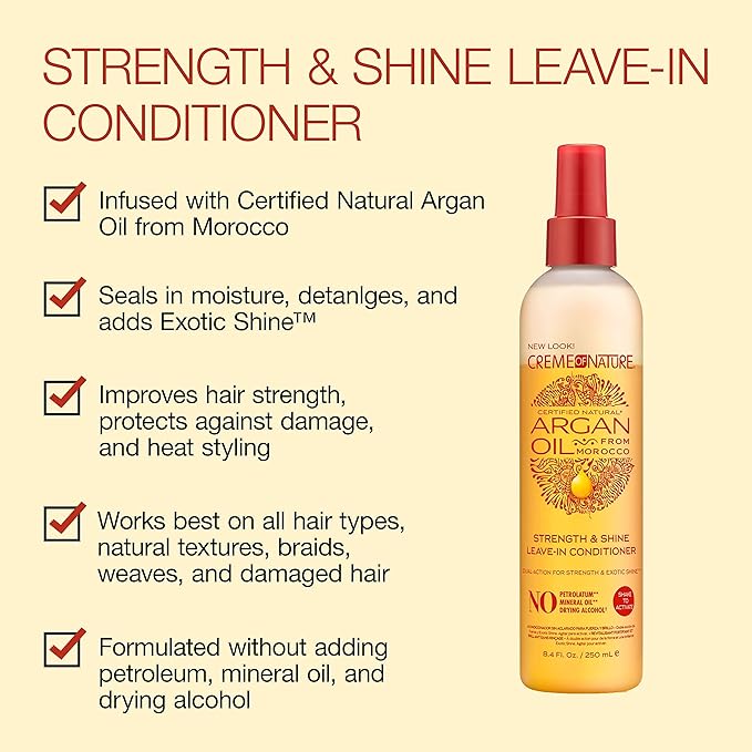 Creme of Nature Argan Oil Anti-Humidity Gloss & Shine Mist With Heat Protection, Leave-In Conditioner With Strengthening Protein