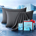 Ultra-Chill Cooling Pillowcase Set of 2 for Hot Sleepers, Softer Than Silk Pillow Cases for Protecting Hair & Skin, Breathable Bed Pillow Covers w/Zipper, Gifts for Women & Men(Dark Gray, Standard)