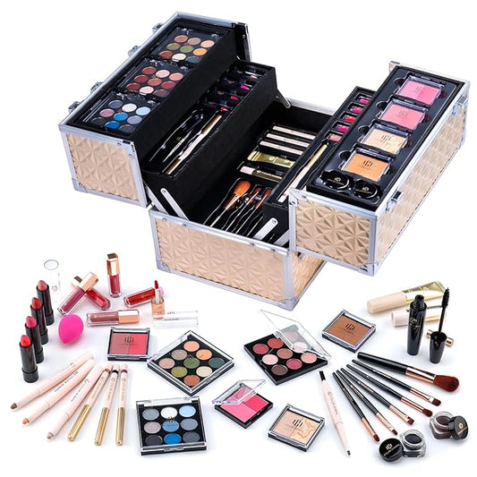 Color Nymph Professional Makeup Kits For Girls, Teenage Girls Makeup Kit with Storage Case Make Up Kit For Women Cosmetics Full Kit, Individual Packing Eyeshadow Blush Lipstick Mascara etc -Gold
