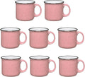 Set of 8 Ceramic Campfire Mugs – 15 Oz, Pink – Coffee & Tea Cups for Home, Work, Travel, Camping – Customizable, Great for DIY, Events, Companies