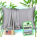 Pillow Cases - 100% Viscose Derived from Bamboo - Cooling Pillowcase - Queen Size, Gray, Set of 2 Zippered - for Hot Sleepers - Soft Pillow Covers - by Vegan Silk