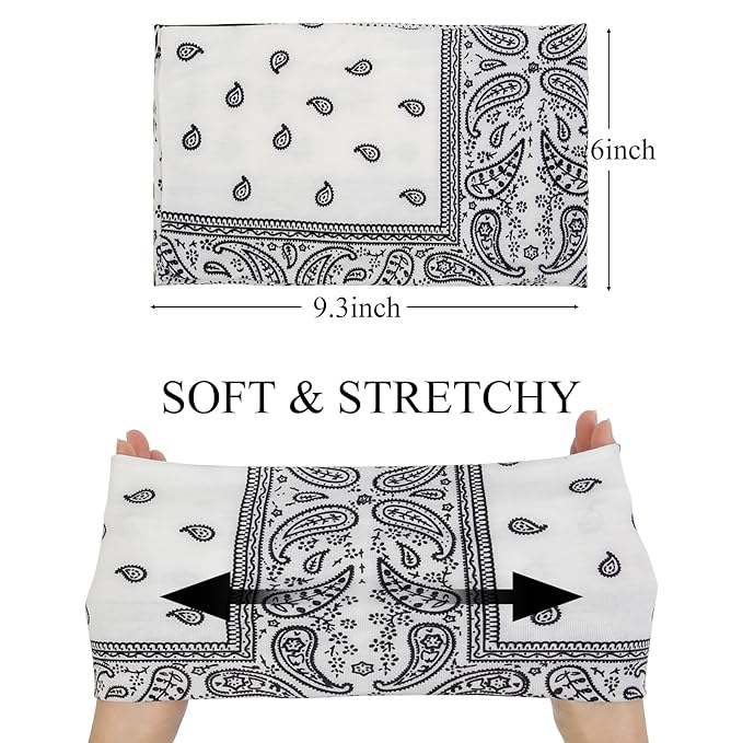 Huachi Bandana Headbands for Women Non Slip, Thick Womens Headbands Boho Elastic Hair Bands for Women's Hair, Stretchy Sweat Headband for Workout Running Working