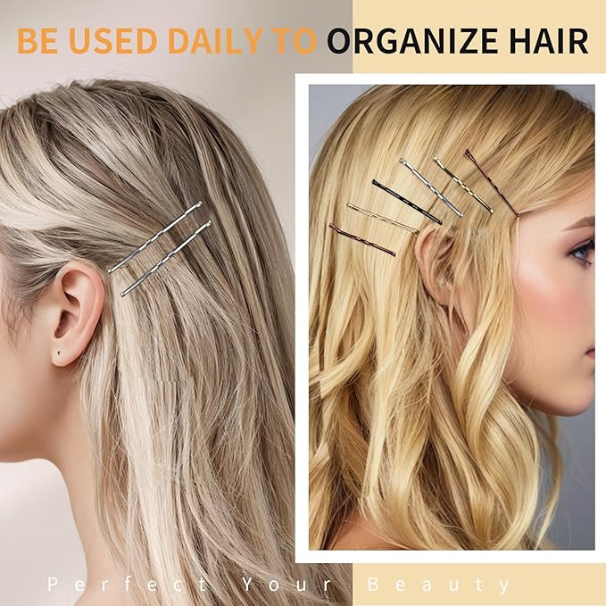 Teenitor Bobby Pins, 250 Pcs 2Inch Bobby Pins Bulk for Women Girls, Silver, Black, Blonde, Brown - Secure Hold, Hair Pins with Storage Box, All Hair Types