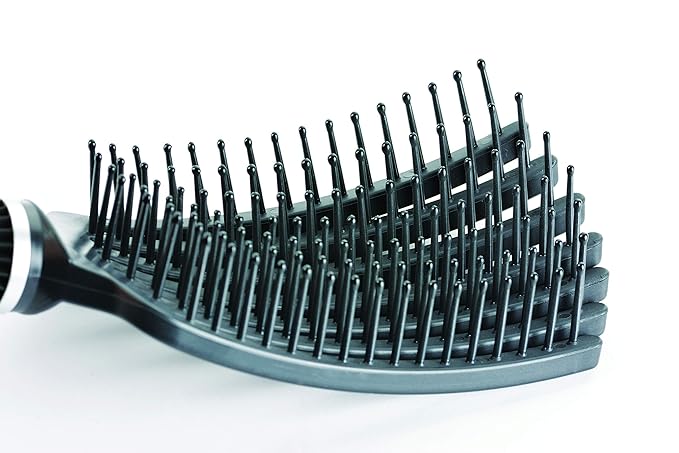 Premium Tangle Buster Brush – Soft Nylon Travel-Friendly Bristles – Long Durable Rubber Handle – Ideal for Wet and Dry Hair & Easy Grooming, Black Color