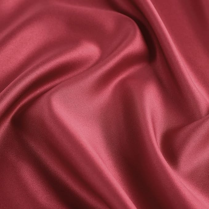 uxcell 2 Pack Silk Satin Pillowcase for Hair and Skin, Cool, Silky, Soft Breathable Pillow Cases King Size 20x36 Inch Sateen Pillowcase Burgundy with Envelope Closure