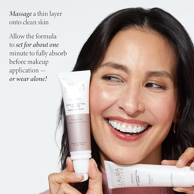 LAURA GELLER NEW YORK Primer, Ethereal Rose Glow, 2 Fl Oz - Long-Wear Foundation, Shimmery Finish, Hyaluronic Acid, Hydrating, Lightweight, Non-Greasy, Cruelty-Free, 59 ml