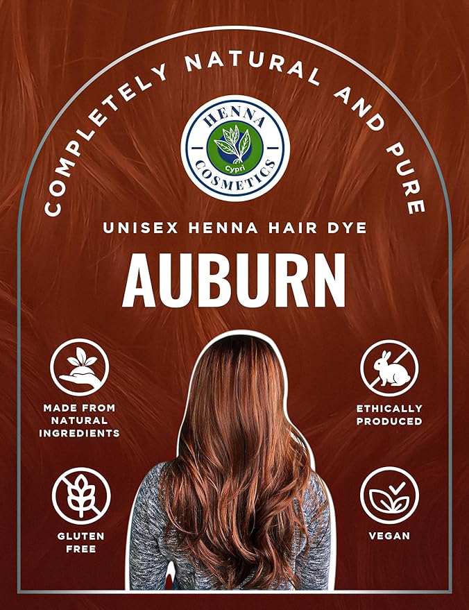 Natural Henna Hair Color Dye, 100% Pure Henna Powder for Hair Growth Organic (Auburn, 100 Gr + Free 50 Gr.)