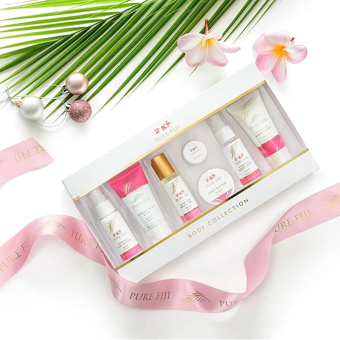 Pure Fiji Body Collection 7pacs- Bath and Body Gift Set Include - Body Mist,Coconut Crush, Body Oil, Body Butter, Soap, Body Lotion, Hand Creme - Travel Size, Scent Guava