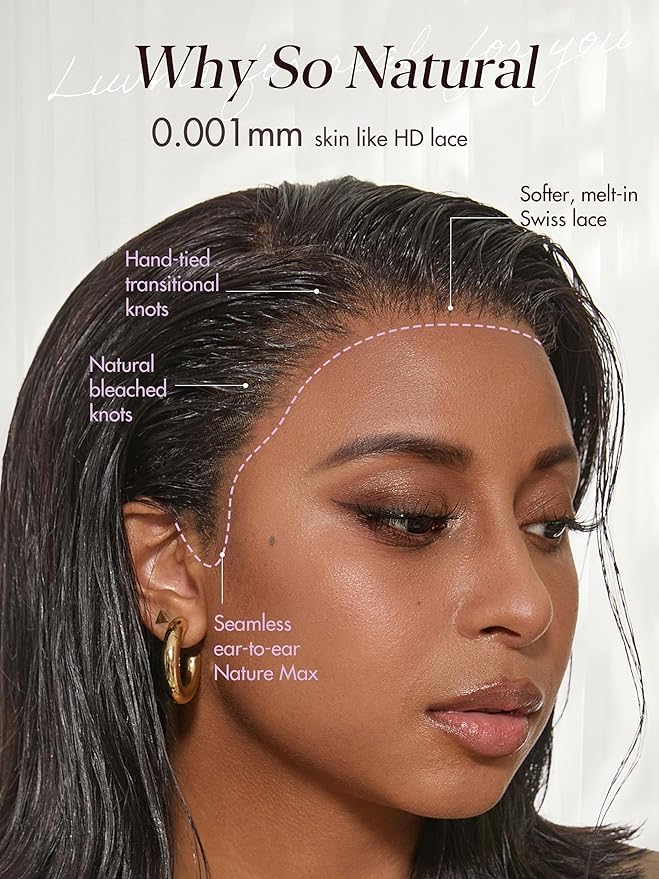 LUVME HAIR 13X4 Lace Wig NatureMAX™ PartingMax Lace 10 Inches Bob Wigs Lace Front Wigs Human Hair Pre Cut Plucked Flexi-Fit Drawstring Cap Lace Frontal Glueless 14 Inches Natural Black Color
