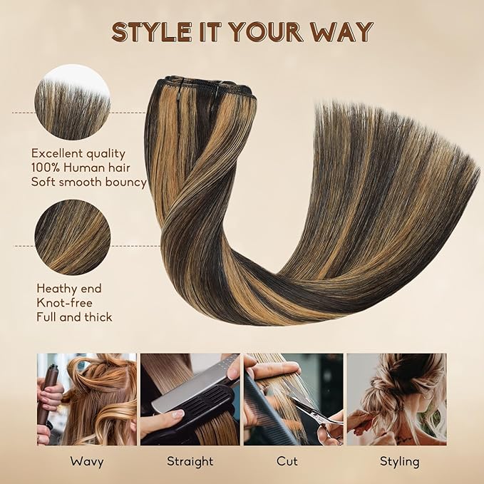 Clip in Hair Extensions Real Human Hair 18inch 8pcs 100g Seamless Balayage Dark Brown Hair Extensions Clip Ins Double Weft Dark Brown Highlight Chestnut Brown Invisible Straight Remy Human Hair