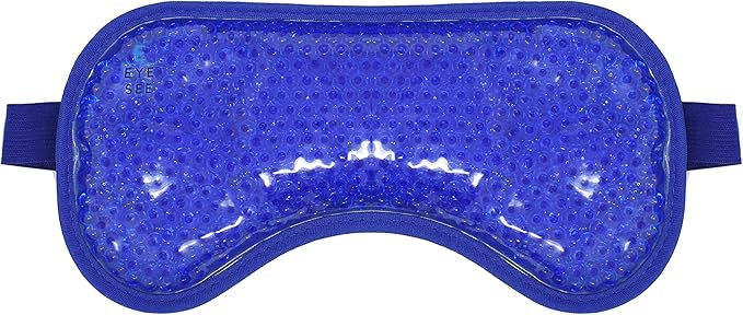 Plush Gel Eye Mask for Puffy Eyes, Blue - Cold Eye mask to Treat Dark Circles, Sinuses, Dry Eyes, and for Allergy Relief - Microwave Safe for Heat Therapy