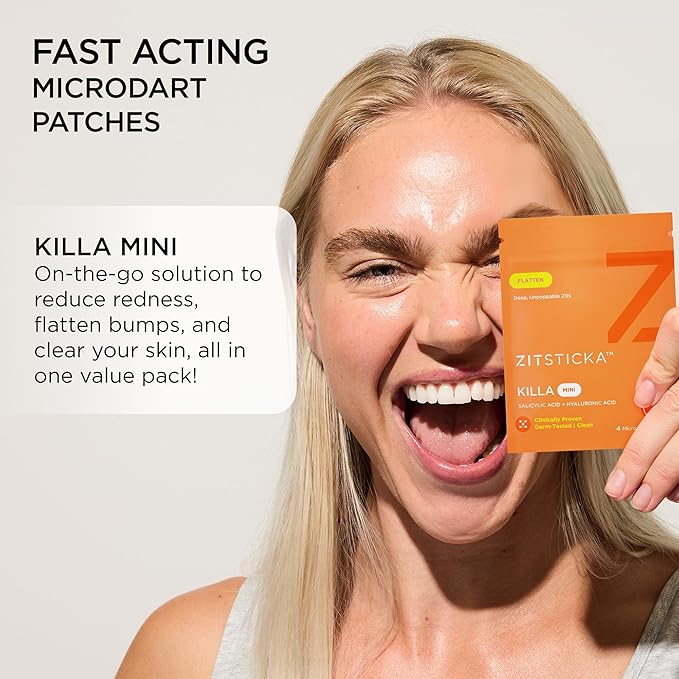 ZitSticka Killa Pimple Patches for Face - World's Most Potent Pimple Patch with Fast-Acting Microdarts - Starts Working within 6 Hours for Deep, Early-Stage Zits - Mini 16 Count