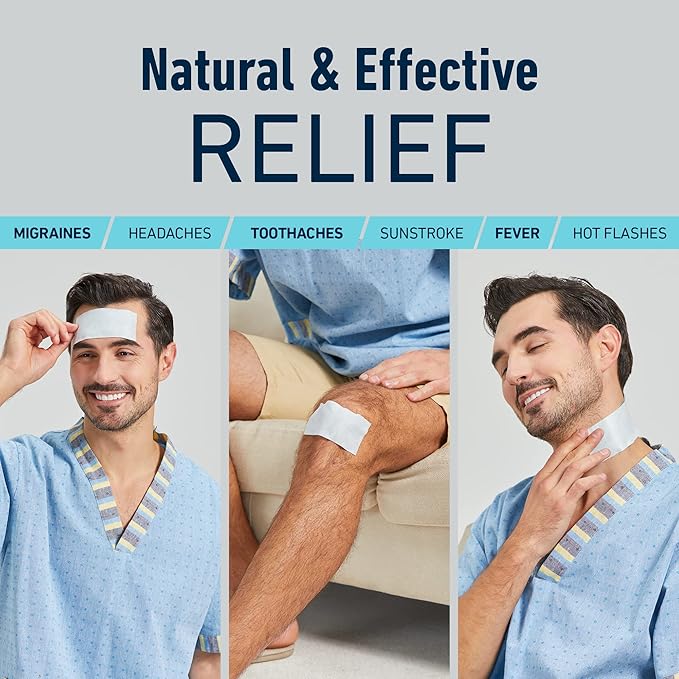 Cooling Patches for Fever, Natural Headache and Migraine Relief, (20 Pack) Soft Gel Sheets, Fever Patch for Kids, Tension/Sinus, Headache Relief Prevention
