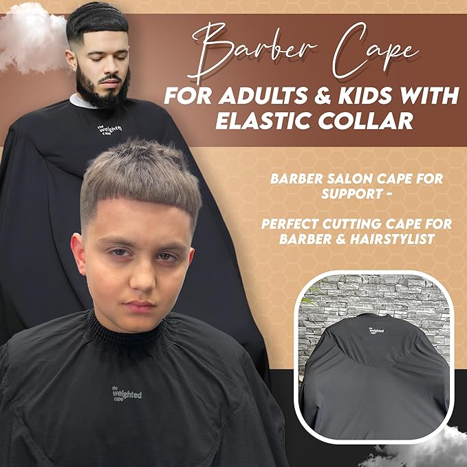 4lb Cape (Teenager/Adult) – Weighted Hair Cutting Barber Cape with Elastic Collar, Waterproof Salon Cape for Added Comfort, Perfect for Barber & Hairstylist (67 x 60 in)