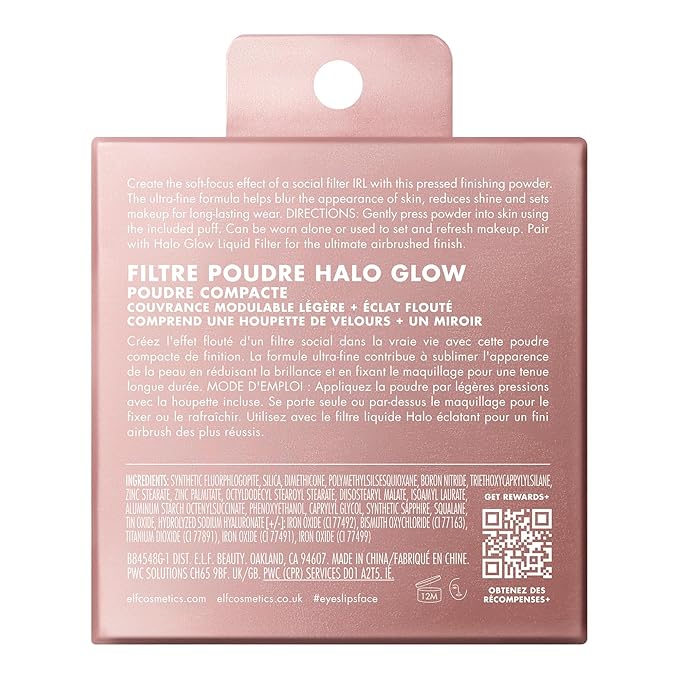 e.l.f. Halo Glow Powder Filter, Ultra-fine Finishing Powder, Smooths The Look of Pores & Fine Lines, Creates A Soft-Focus Glow, Vegan & Cruelty-Free, Medium Warm