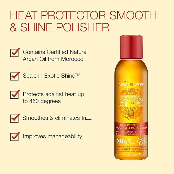 Creme of Nature Argan Oil Anti Humidity Gloss & Shine Mist With Heat Protection, Smooth & Shine Hair Polisher With Anti Frizz Control, 4 Fl Oz Each