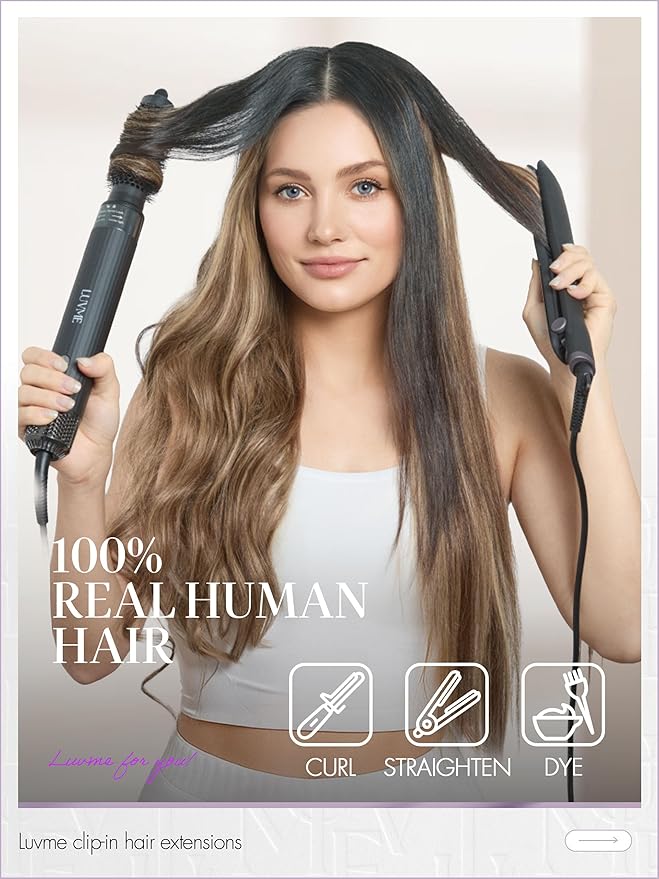 LUVME Clip in Hair Extensions, Straight Seamless 20 Inch 70g 4Pcs Chestnut Brown, 100% Real Remy Human Hair, Soft Natural Full Max Invisible Comfortable Hair Extensions for Women