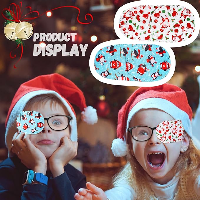Newcotte 12 Pcs Eye Patch for Kids Girls Boys Reusable Eye Patch for Glasses over the Lens Colorful Eye Patch Toddler Eye Patch Adorable Kids Eye Patches Assorted Eye Patch Cover (Snowman)