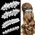 4pcs Rhinestone Pearl Wedding Hair Clips Silver New Bride Bridesmaid Spring Clips French Hairpins Elegant Floral Stylish Accessories Gift for Women Girls