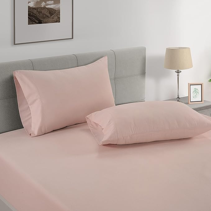 LANE LINEN 100% Organic Cotton Pillowcases - Standard Size and Crisp Cool Percale Weave Sleeping Pillow Covers Set of 2 - Dusty Rose