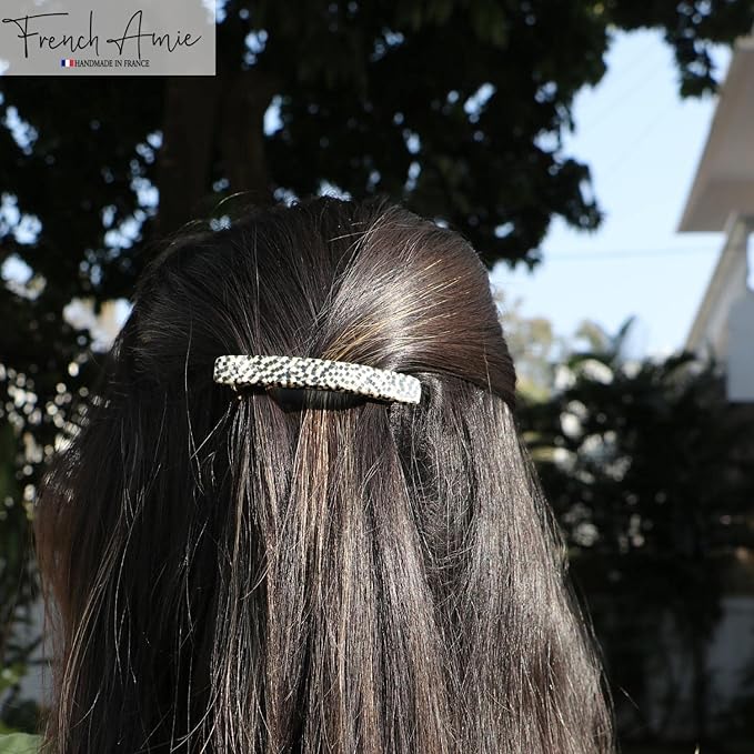 French Amie Small Opera 2 1/4 inch Celluloid Handmade Automatic Hair Clip Barrette - (Opera)
