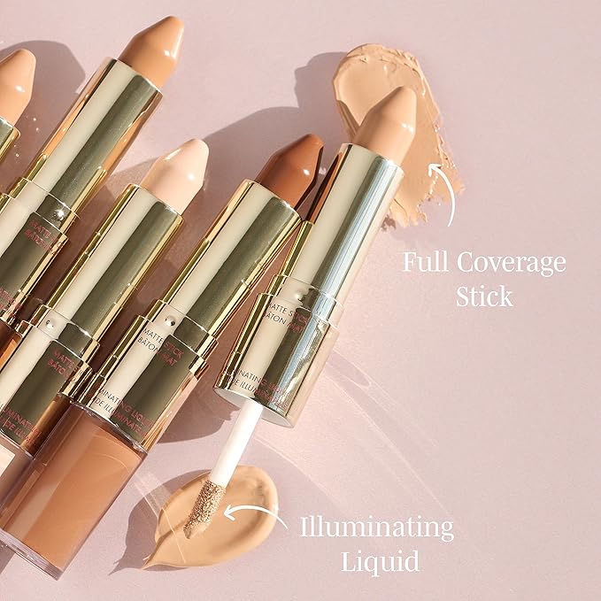 Wander Beauty Dualist Matte and Illuminating Concealer Makeup - Deep - Dual-Ended Matte Concealer Stick + Liquid Concealer - Full Coverage Concealer Brightens, Firms & Hydrates Under Eyes - 0.28 fl oz