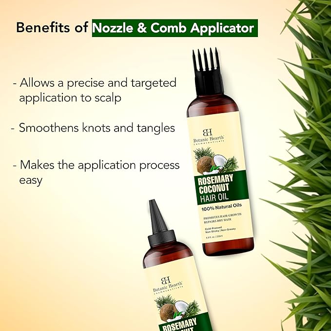 Botanic Hearth Rosemary, Coconut & Avocado Oil For Hair Growth (6.7 fl oz) Infused with Rosemary, Coconut, Biotin|Hair Oil Repairs Damaged Hair, Strengthening, Healthier Hair, Moisturizing- Hair Tonic